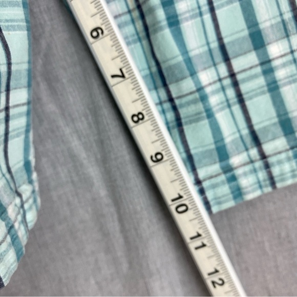 Columbia Plaid Bermuda Shorts Sz 8P 100% Cotton Teal Turqoise Plaid 5 Pockets - Picture 9 of 12